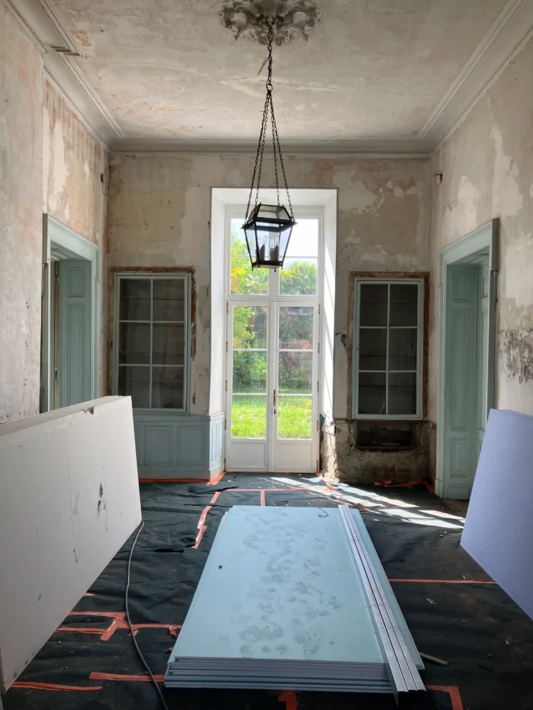 Château de Barbazan restauration chantier salon - Princz de la Chapelle