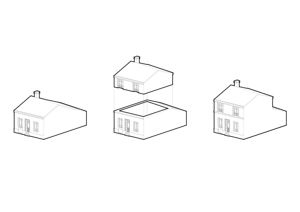 Maison de ville surélévation axonométrie - Princz de la Chapelle