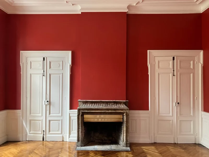Château de Barbazan restauration grand salon cheminée - Princz de la Chapelle