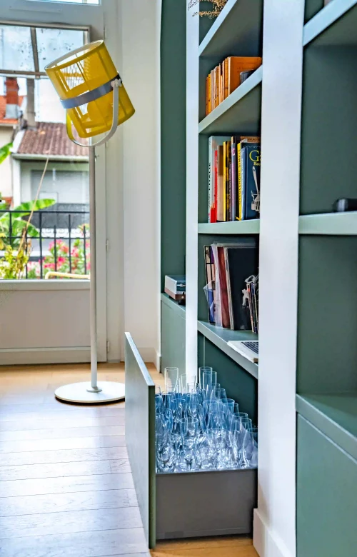 Maison de ville restauration Bordeaux bibliothèque - Princz de la Chapelle