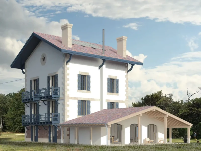 Restauration et extension en Gironde axonométrie - Princz de la Chapelle